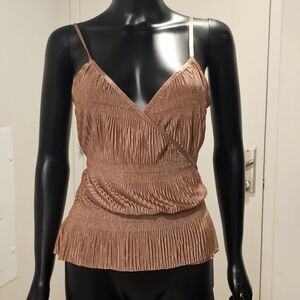Zara Rose Gold Pleated Wrap Camisole